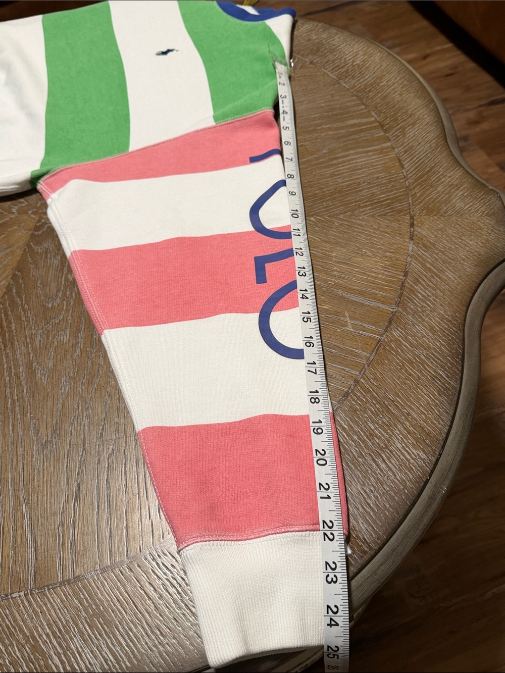 Polo by Ralph Lauren Green, White, Blue & Pink Striped Crewneck Sweater - Picture 11 of 14